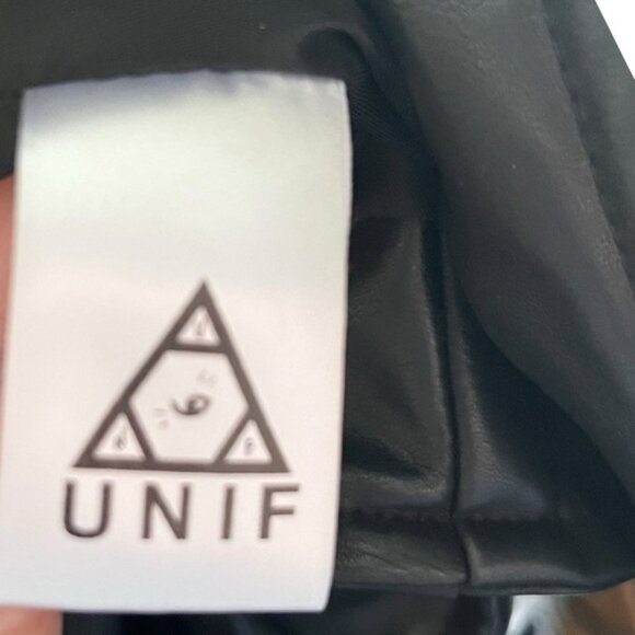 UNIF Vegan Leather Jacket Size XS Solid Black Moto - Picture 14 of 15